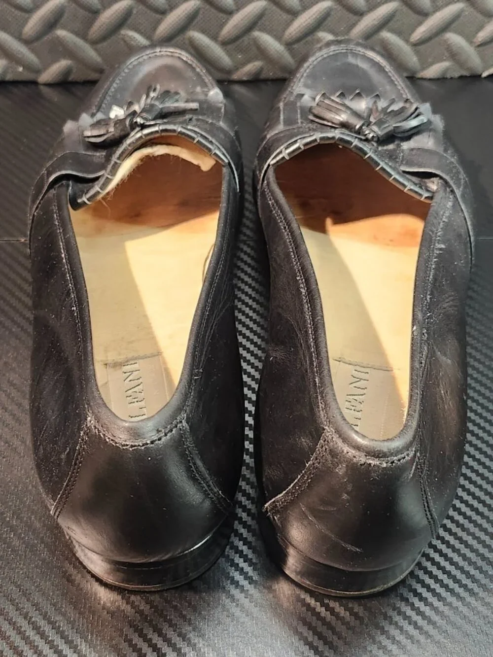 Alfani Black Leather Braided Tassel Slip On Loafers Size 12M Made In Italy